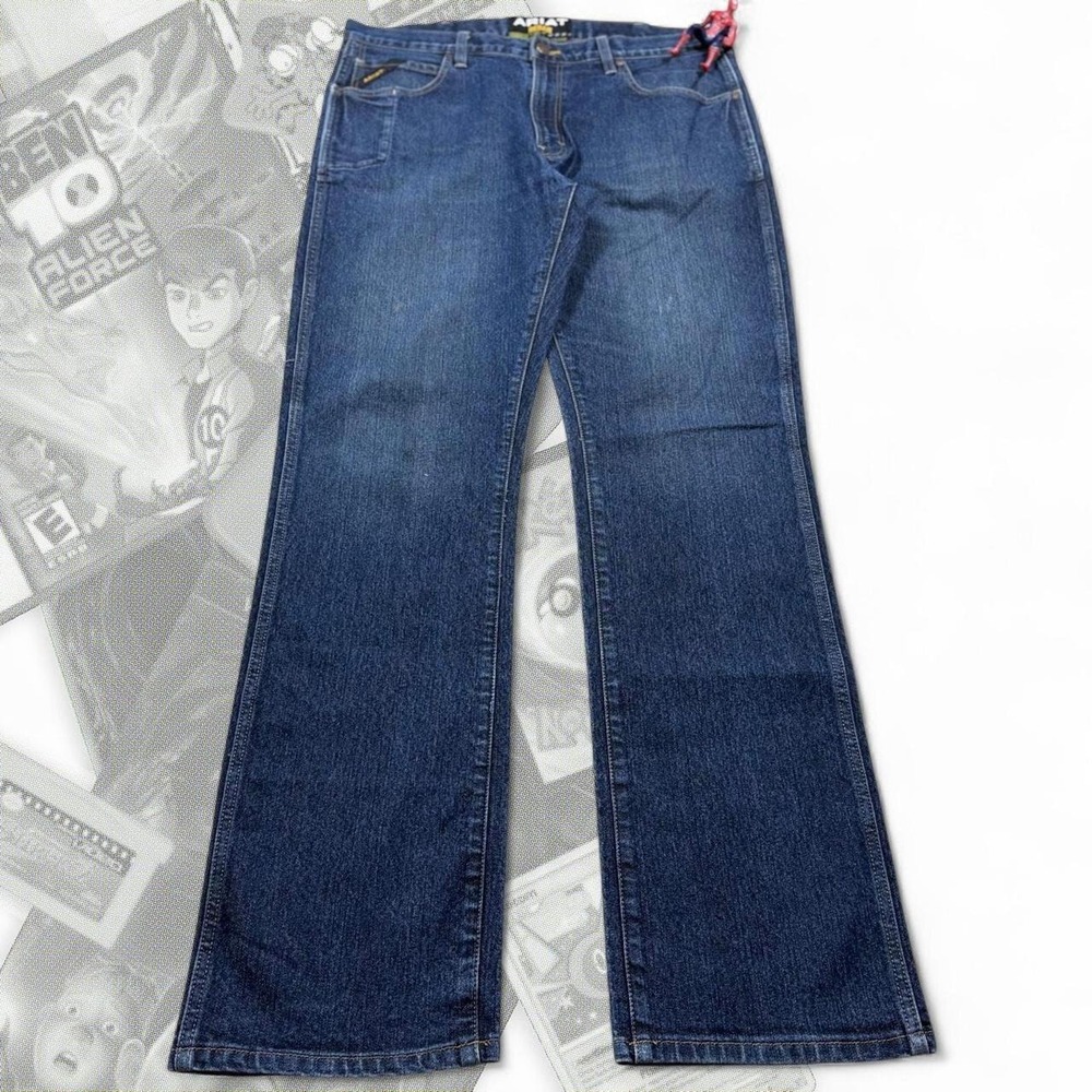 Ariat Rebar M5 Straight Leg Dark Wash Utility Workwear Western Denim Jeans